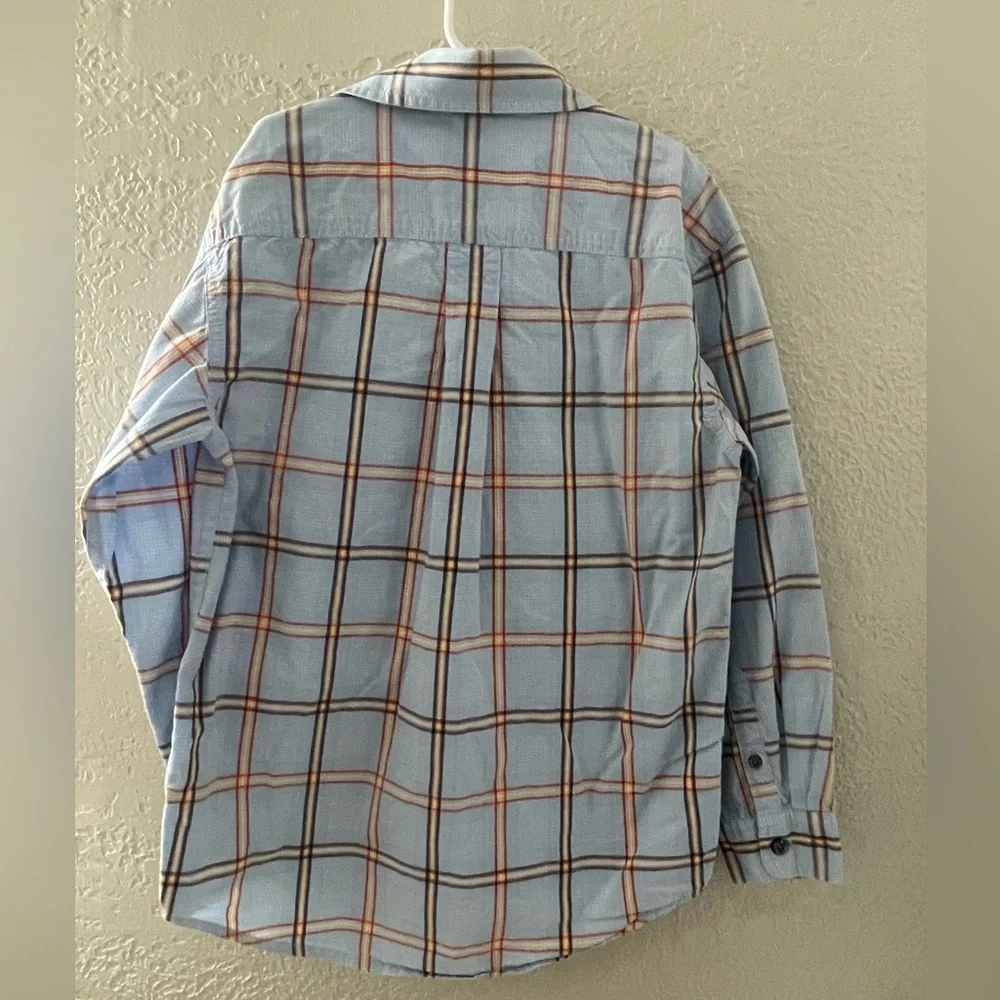 GAP Kids Plaid Button Down Shirt -‎ Blue/Orange Size M (8)